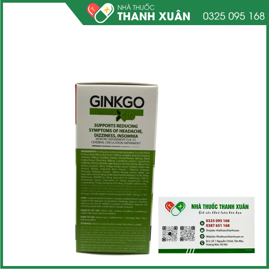 Gaba Ginkgo Wang X10 hỗ trợ hoạt huyết, tăng cường tuần hoàn máu não